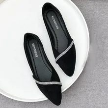 Женские туфли на плоской подошве; женские водонепроницаемые Мокасины с острым носком и стразами; модные лоферы из флока без застежки на плоской подошве; женские неглубокие повседневные туфли