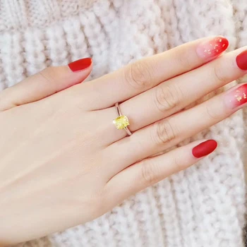 1.25CT Yellow High Carbon Diamond Silver Ring 100%-S925 Silver Wedding Party Fine Jewelry Wholesale 6