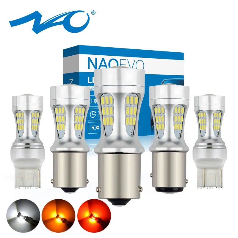 Автомобильная светодиодная лампа NAO P21W PY21W P21 5W T20 светодиодный LED 7443 BA15S auto 12V bay15d 1156