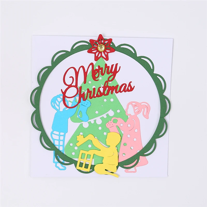 Naifumodo Christmas Dies Girl Boy Gift Metal Cutting New 2019 for Card Making Scrapbooking Embossing Cut Stencil Craft | Дом и сад