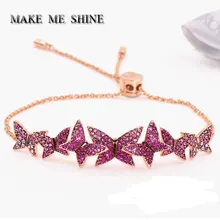 Высокое качество SWA для женщин Градиент цвет роза красная бабочка браслет ювелирные изделия женские подарки Элегантный Вечеринка