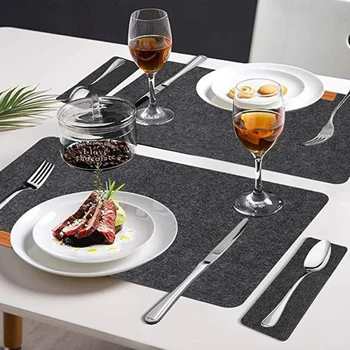 

Square Round Felt Coaster Dining Table Protector Pad Heat Resistant Cup Mat Placemat Knife Fork Kitchen Accessories