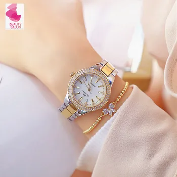 

New Hot Ladies Wrist Watches Dress Gold Watch Women Crystal Diamond Watches Stainless Steel Silver Clock Women Montre Femme 2019