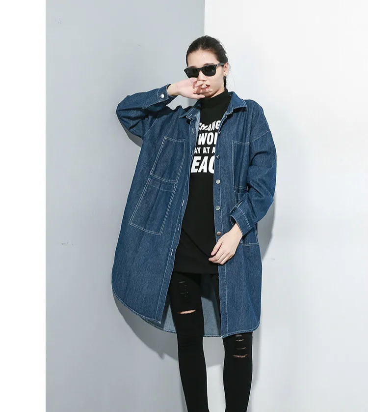 Max LuLu/осенние модные джинсовые топы в Корейском стиле, хлопковые блузки, женская одежда в стиле панк, женские джинсовые длинные рубашки, винтажная уличная одежда