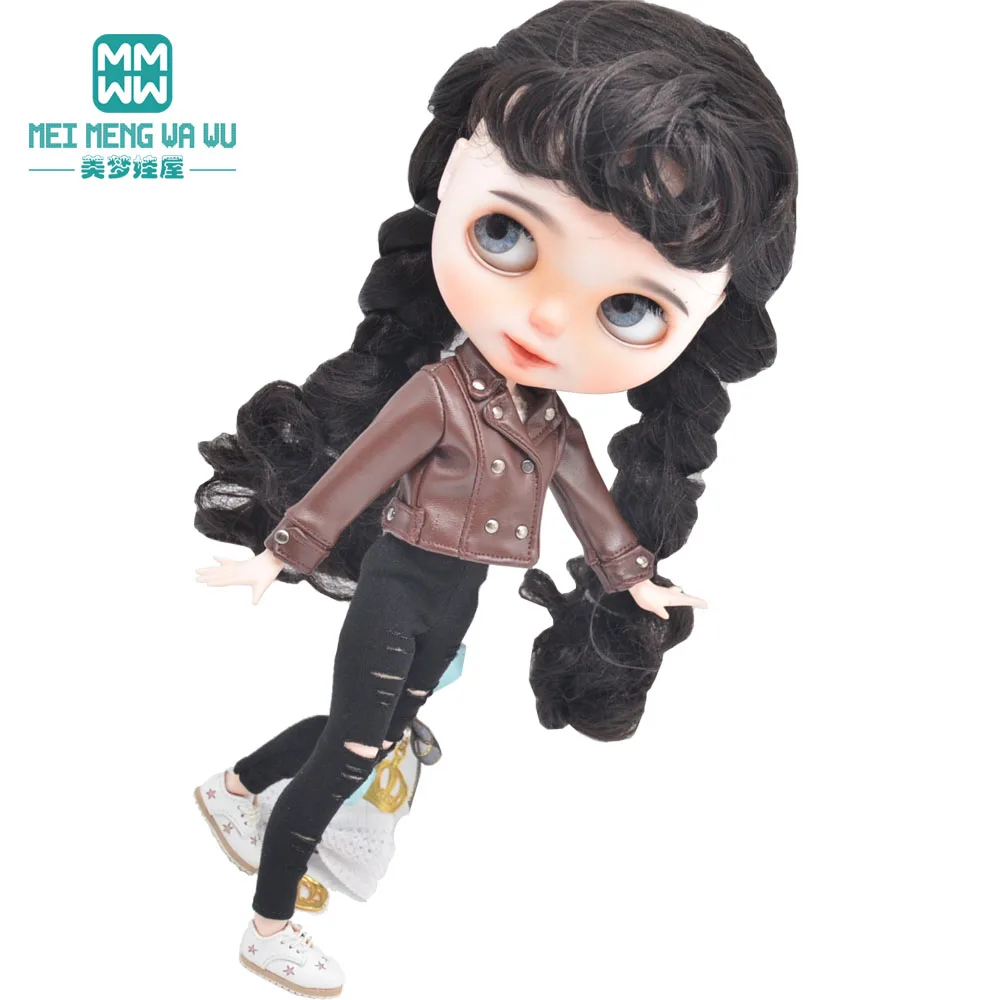 

Одежда для куклы Blyth, модная коричневая кожаная куртка для 28-30 см, аксессуары Azone, подарок для девочки, игрушка