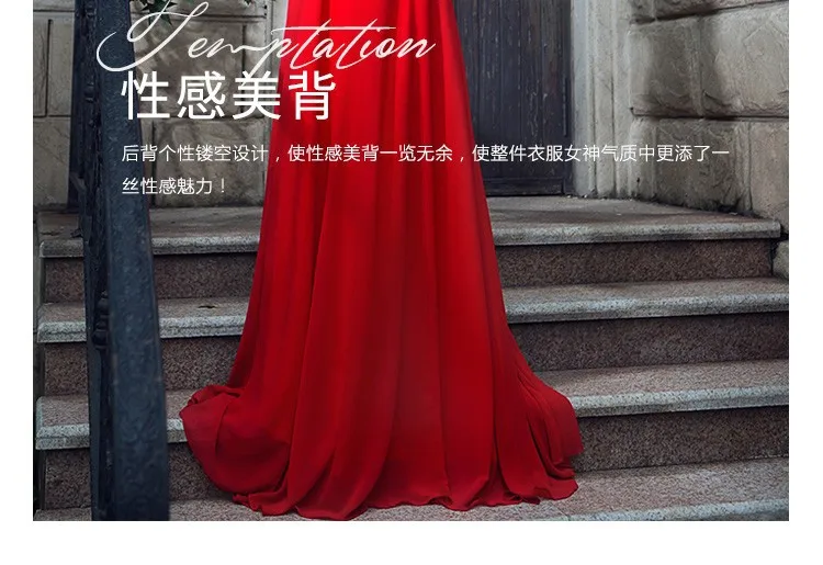Robe de soiree сексуальное вечернее платье с открытой спиной и кристаллами, Длинное Элегантное платье, красное шифоновое платье для выпускного вечера, платья подружки невесты
