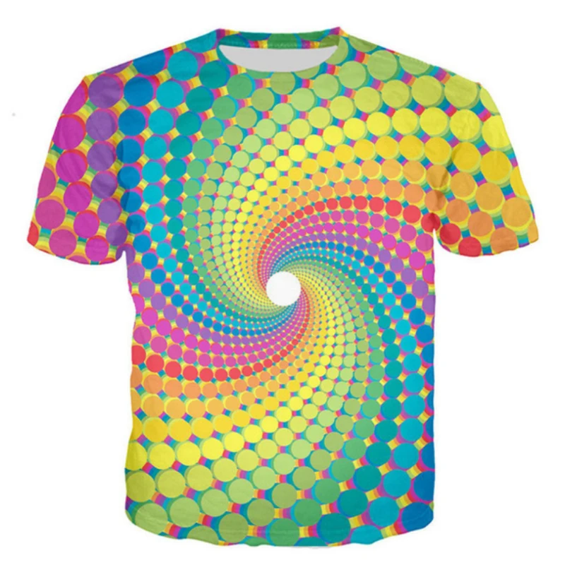 Мужская 3D Psychedelic Swirl Печать рубашка Топ с круглым вырезом футболка с коротким рукавом