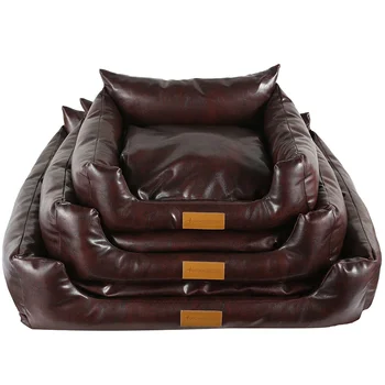 

PU Dog Bed Waterproof Pet Nest Leather Dog Beds Luxury Puppy Sofa Cat Kennel Resistant Bite for Small Medium Large Dogs