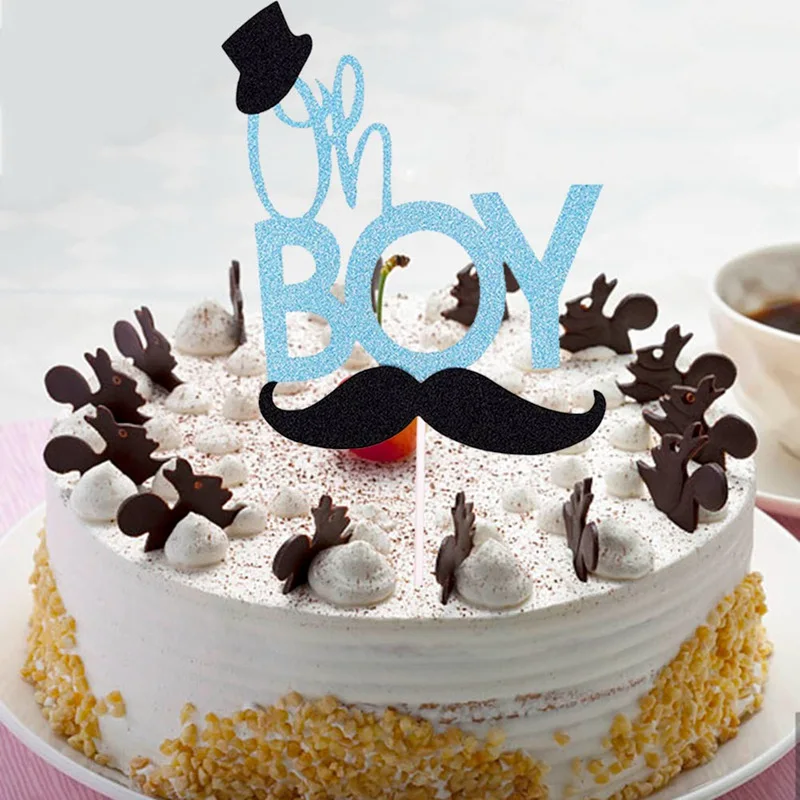 1 шт. Новые блестящие синие усы маленький человек украшение для торта оформление