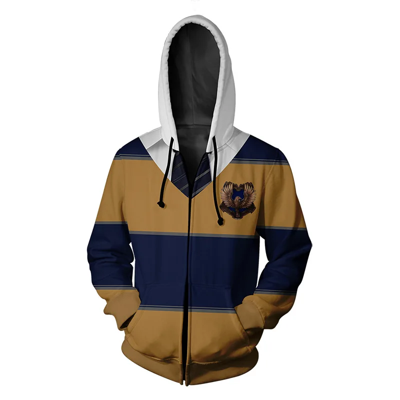 Новейший мужской и женский костюм на молнии Slytherin Ravenclaw, 3D повседневные толстовки, свитшоты, пуловеры, спортивные повседневные куртки на молнии