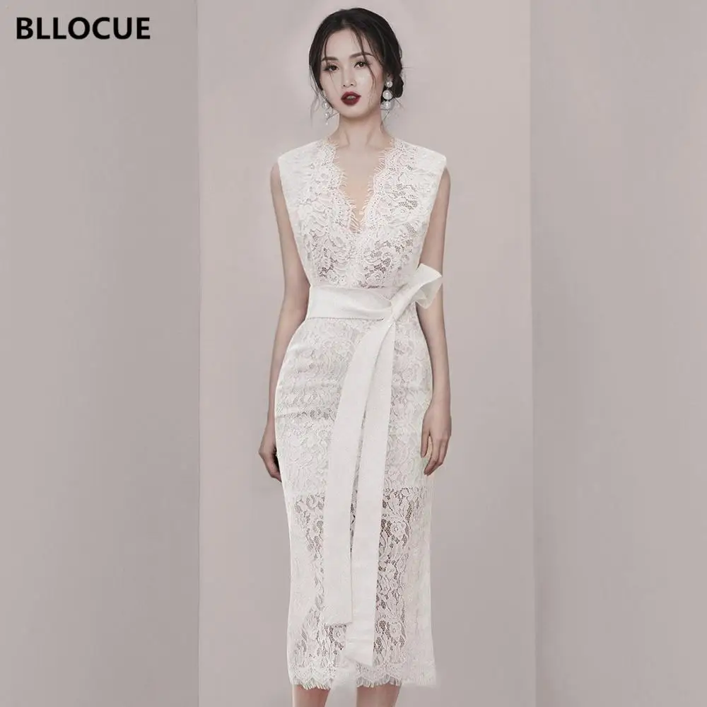 BLLOCUE новые 2019 летние роскошные взлетно посадочной полосы кружевное платье без