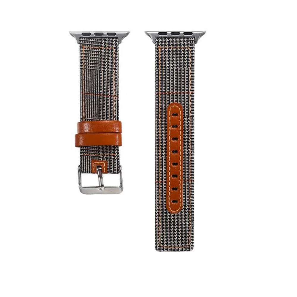 Брезентовый ремешок для Apple Watch series 5 4 3 2 1, джинсовый ремешок на запястье для iWatch, узор «гусиная лапка», классический дизайн, кожаный ремешок на заднюю панель - Цвет ремешка: C8