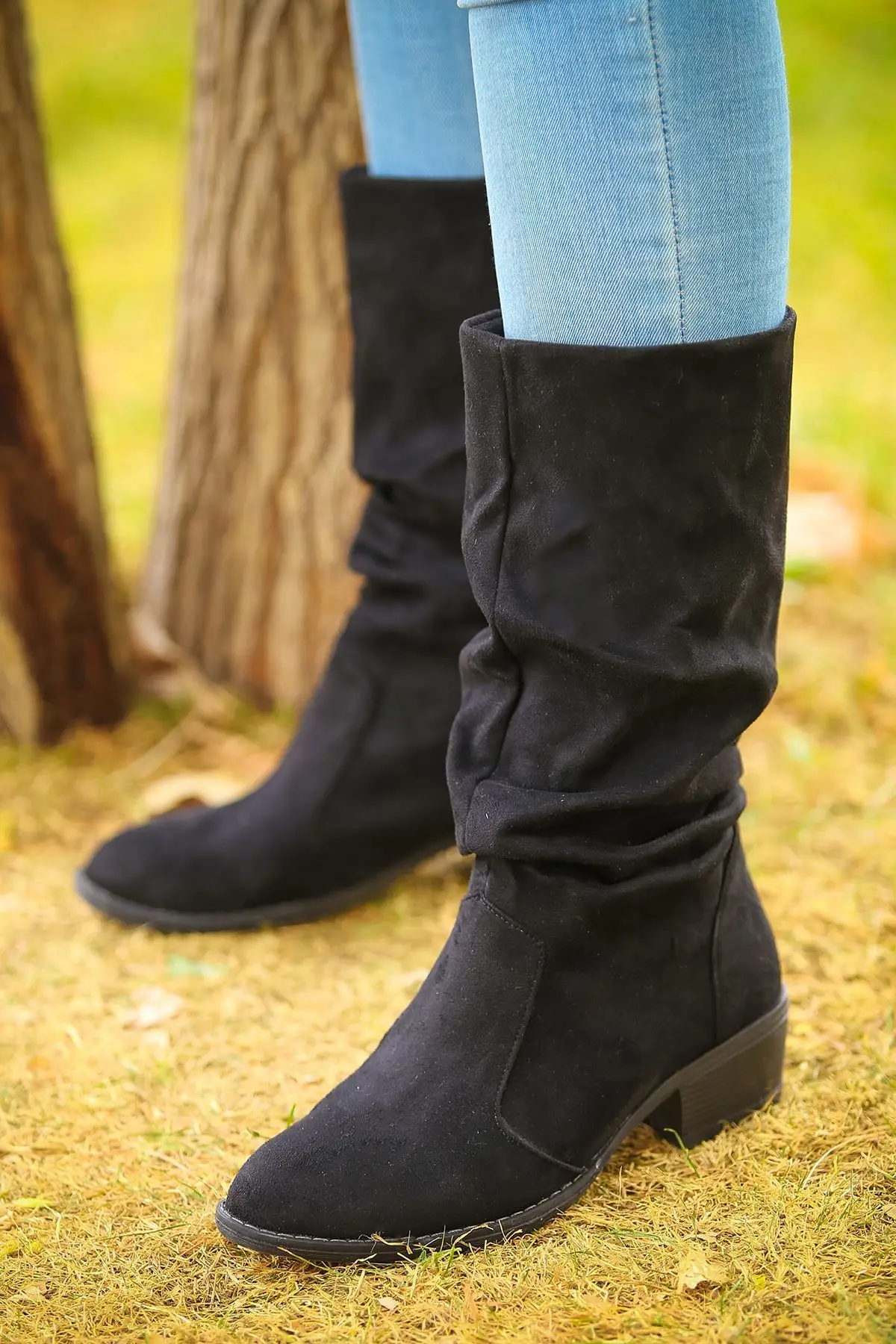 Bota arrugada Süetsiyah 4578.264.| | - AliExpress