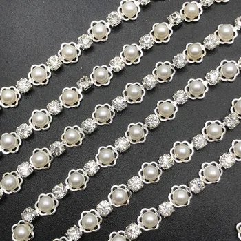 

9Yards Rhinestone Chain Sew On Apparel Sewing Trim DIY Pearls Ribbon Wedding Cake Decorating
