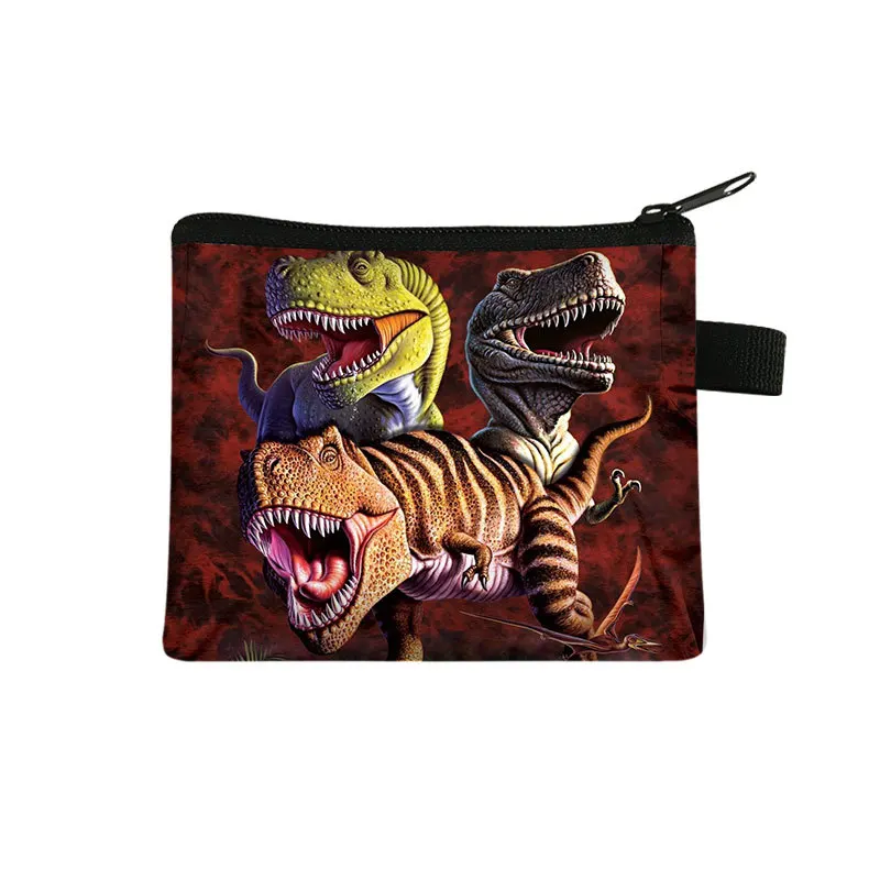 Cartoon wallet coin purse dinosaur print wallet children coin purse key case student card holder fashion coin square storage bag