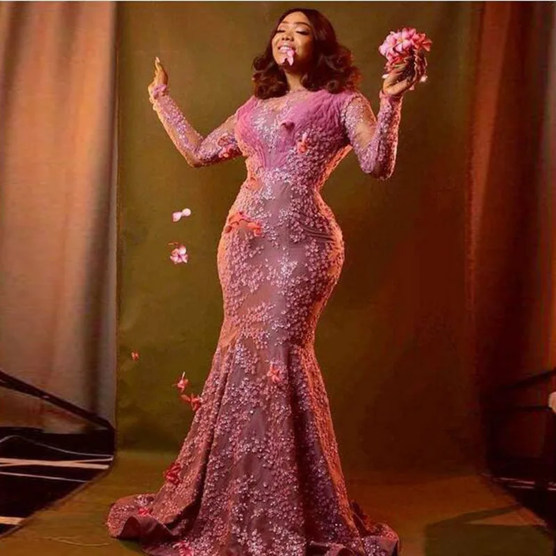 gala jurken Pink Prom Dresses Plus Size abendkleider Mermaid Formal Dress Beading vestidos de Lace Gowns Appliques | Свадьбы и