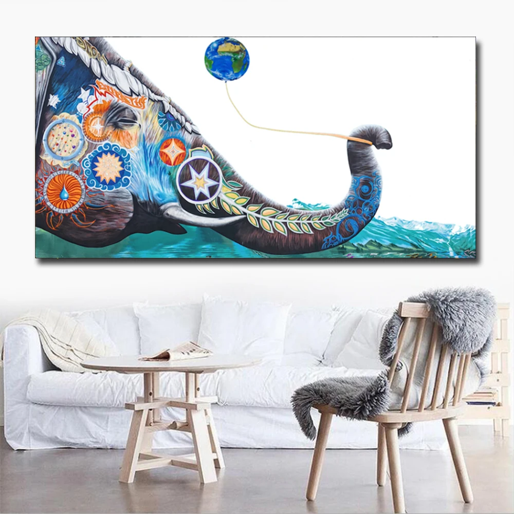 Картина маслом Wall Art цветной слон настенные декоративные холст картины для