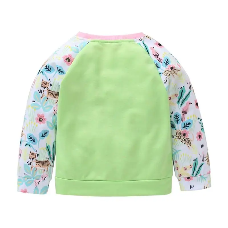 Toddler Girls Sweatshirt Cotton Warm Long Sleeve O-neck Floral Print Lovely Loose Version Spring Autumn Leisure Clothes