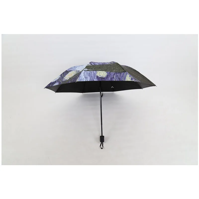 Star Sky Umbrella Foldable Van Gogh Oil Painting Sun Protection Parasol Windproof Double Reverse Umbrellas Female Umbrella Let