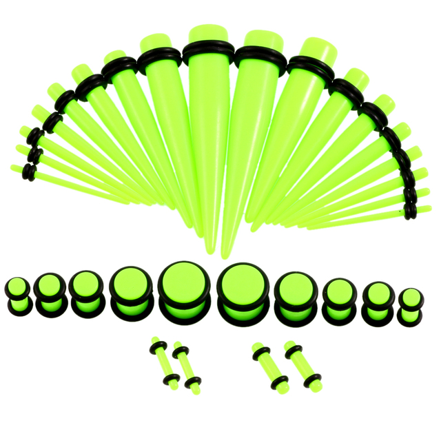 Acrylic Ear Gauge Taper and Plug Stretching Kits Mixed Color Ear Flesh Tunnel Expansion Body Piercing Jewelry 14G-00G