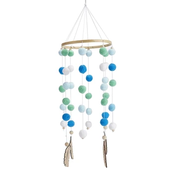

Baby Room Decor Colourful Hairball Wind Bell Kids Hanging Ornament Aeolian Bells Baby Decoration Room Cot Decoration for Kid Bed