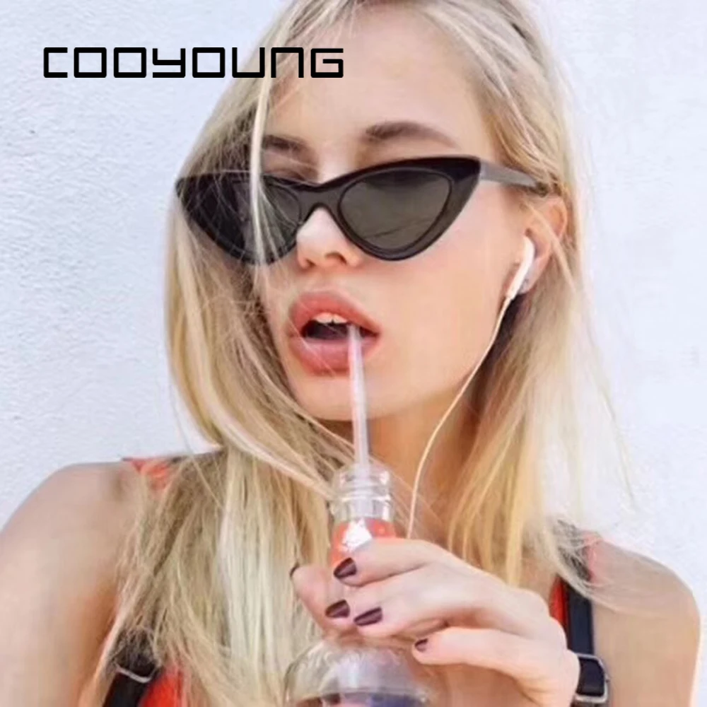 Женские солнцезащитные очки кошачий глаз COOYOUNG черные белые недорогие UV400 |