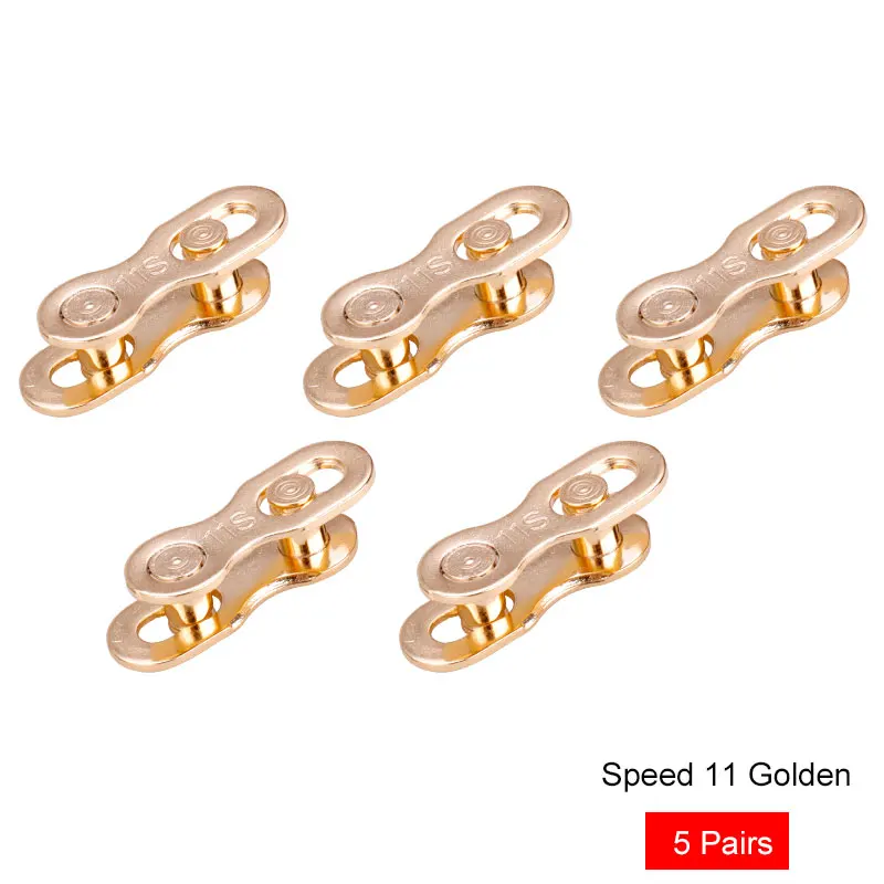11S Golden 5 Pair Deemount 6/7/8/9/10/11 цепь для скоростного велосипеда соединительных звеньев цепей один 1 Скорость силовая передача цепи разъем быстроразъемные пряжки Серебряные; золотые - Цвет: 11S Golden 5 Pair