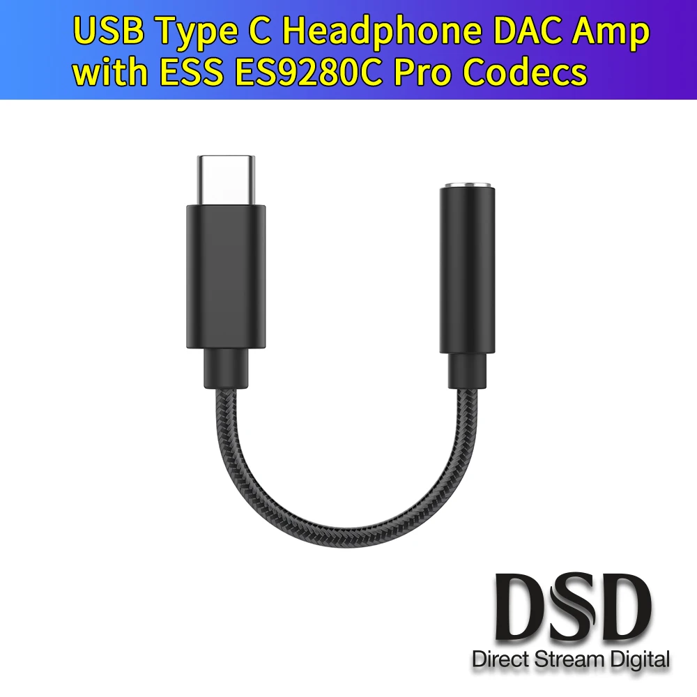 Top Quality Portable Headphone Amplifier HPA USB Type C DAC Codecs ES9280C PRO Audio Jack DSD Hard Decode HiFi Amp For Android