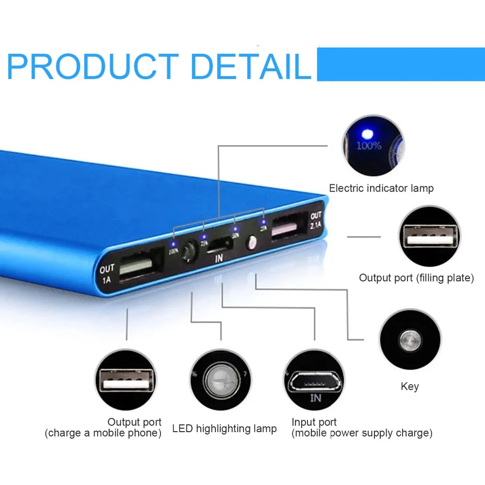 Мощность банк 20000mAh батарея Usb мини Портативный Мощность банк легкий 5V 1A/2.1A Dual USB Батарея Зарядное устройство Мощность резервного копирования для телефона