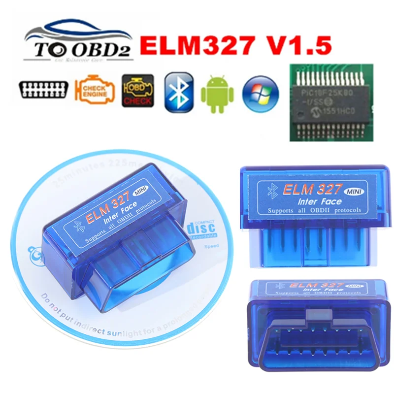 Super MINI ELM327 V1.5 Bluetooth-совместимый чип PIC18F25K80 работает для нескольких автомобилей ELM
