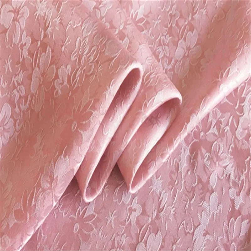 6 pink Парча шелк хлопок ткань 20 momme горячая Распродажа хорошее качество жаккард смесь шелка вискоза Материал для штор - Цвет: 6 pink