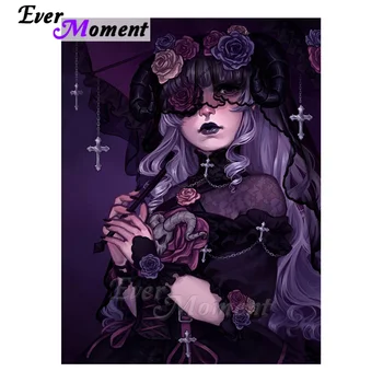 

Ever Moment Wholesale Diamond Painting Kit Beautiful Girl Purple Tone Mosaic Picture Handmade Home Decor Paint By Diamonds 5L384