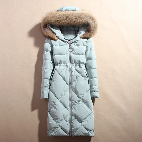 AYUNSUE зимнее пальто для женщин; Большие размеры 5XL пуховик белого цвета на утином пуху Для женщин пуховое пальто корейский пуховик Теплая парка 1802 YY1436 - Цвет: Green-Natural Fur