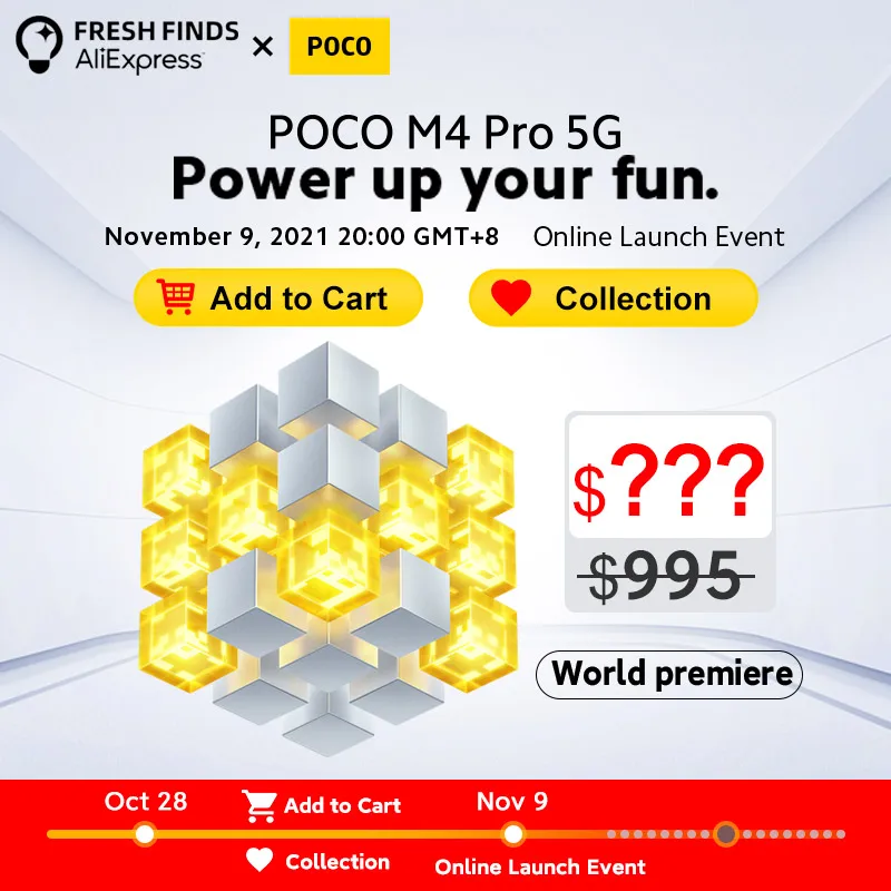 Smartphone poco M4 Pro 5G, première mondiale, Version globale, téléphone, 9 novembre 2021, 20:00, GMT + 8, lancement en ligne