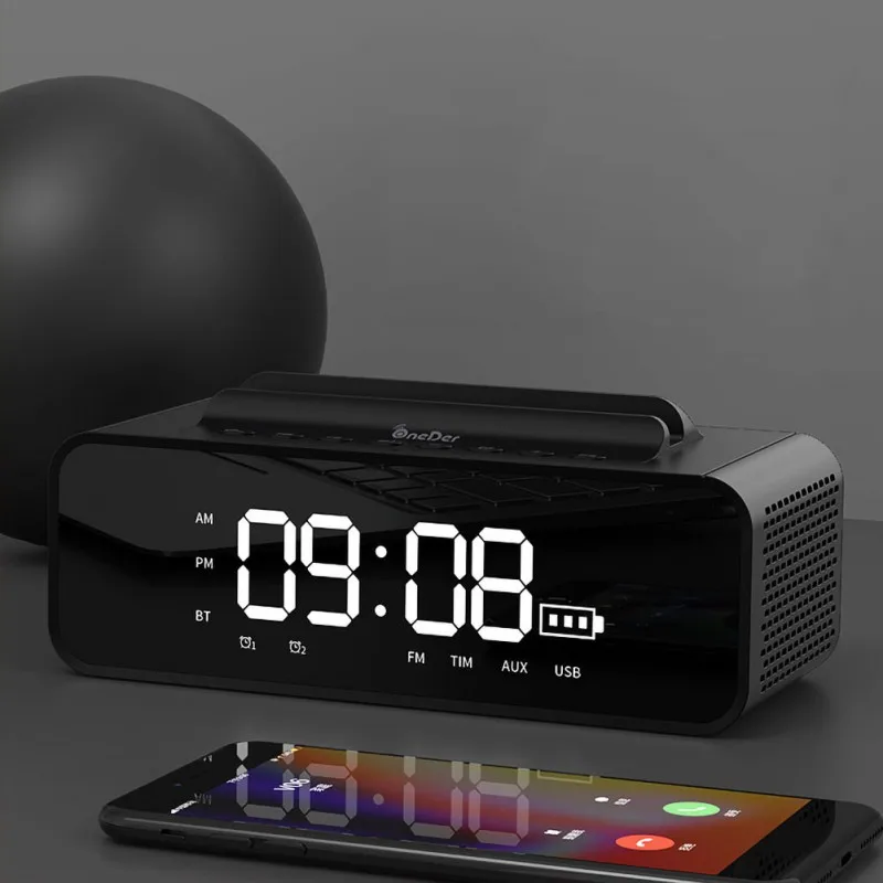 Многофункциональный bluetooth-динамик светодиодный Будильник часы-телефон подставка fm-радио беспроводной музыкальный саундбокс