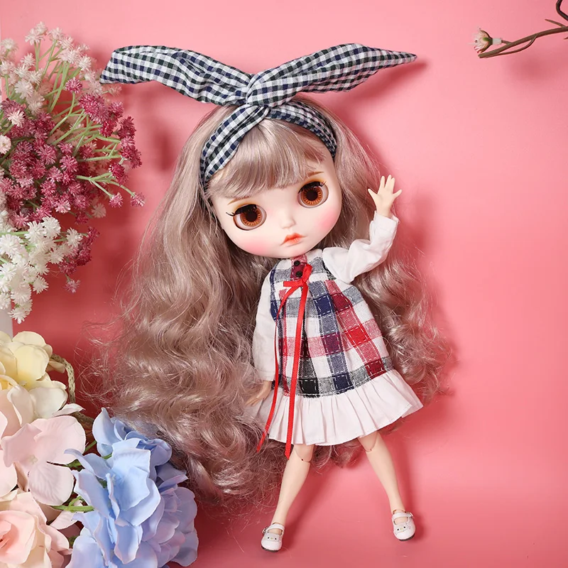 Blyth кукольная одежда клетчатый костюм с юбкой и бантом для 1/6 30 см