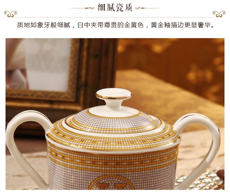 Sugar Cube Storage Jar Mosaic Pattern Tea Cans Seasoning Storage Tanks Quality Ceramic Craft Horse Flora Decorative Jar with Lid