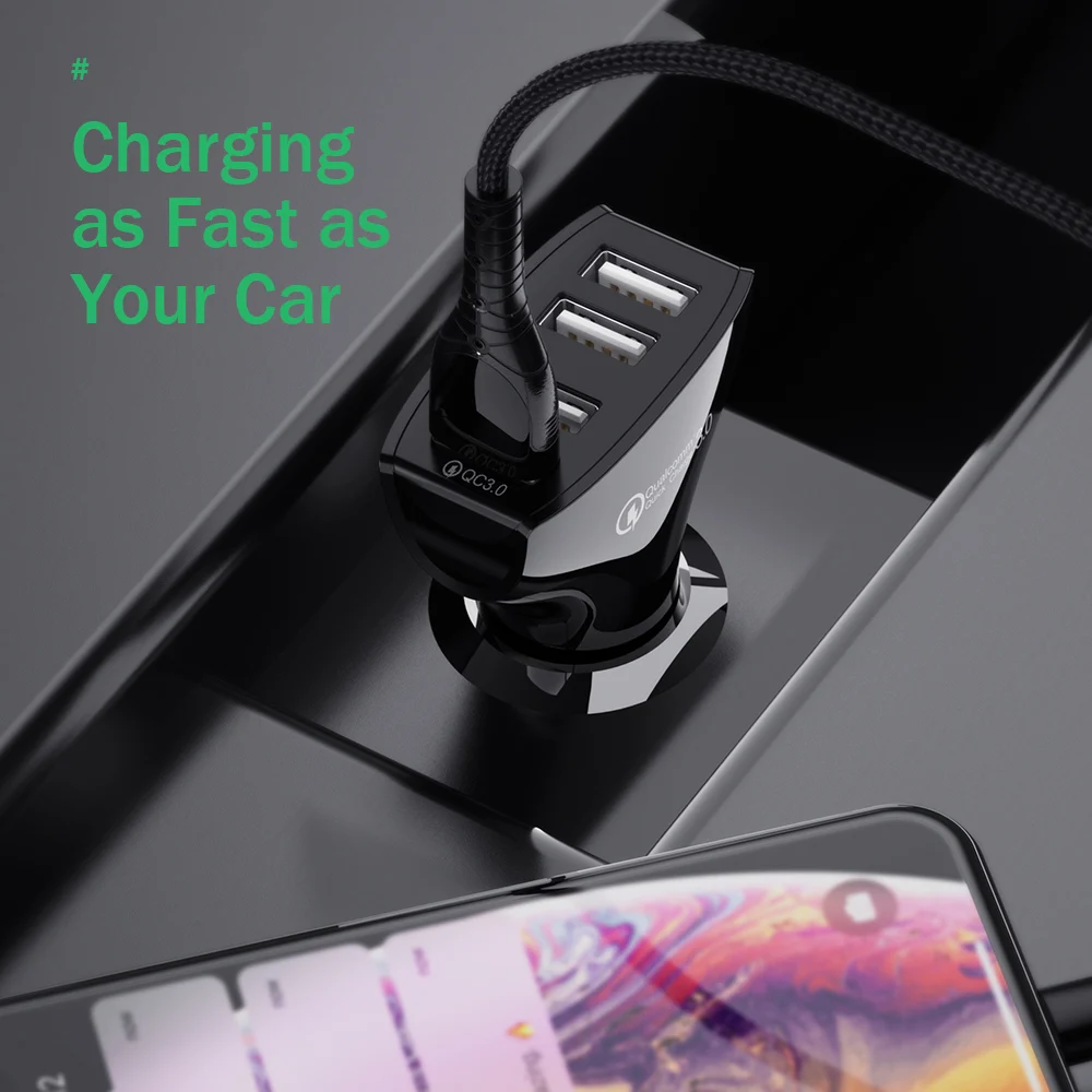 Автомобильное зарядное устройство REDNUT Quick Charge QC 3,0 Автомобильное зарядное устройство 4 порта быстрое автомобильное зарядное устройство телефон автомобильное USB зарядное устройство для samsung Xiaomi iPhone