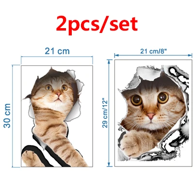 Style 10 2pcs 3d наклейки на стену, наклейки на туалет, яркие Мультяшные украшения для дома в виде животных, наклейки на стену для детской комнаты, декоративные обои - Цвет: Style 10 2pcs