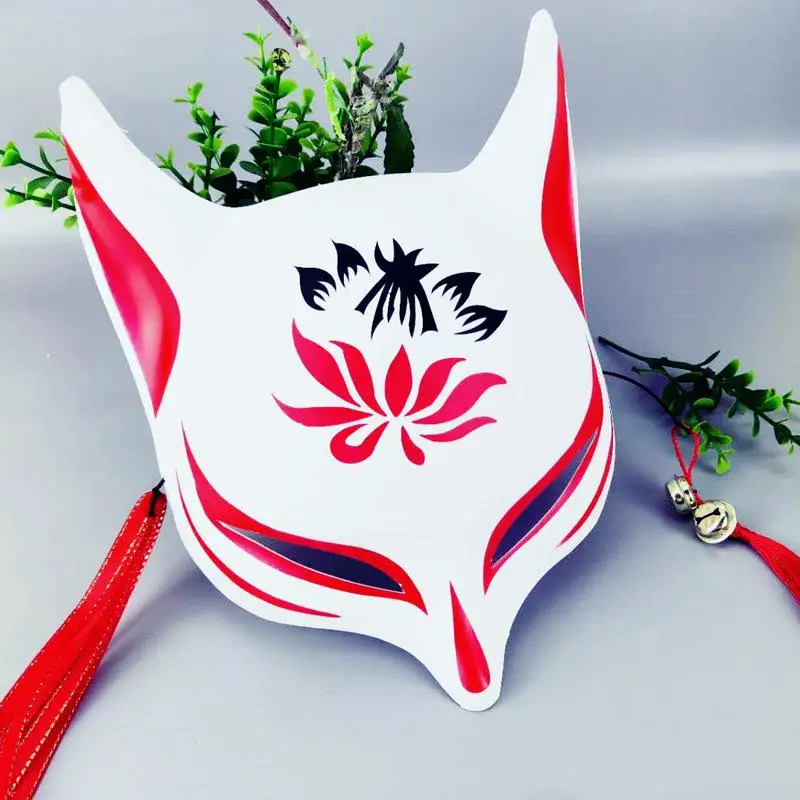

Halloween Cosplay Animal Masks Plastic Masquerade Mask New Japanese Private Fox Mask Hand-Painted Cat Pulp Fox Half Face Mask