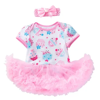 

Baby Girls Clothing Sets Short Sleeves Headband Tutu Romper Set Outfits Cake Party Bebes Princess Newborn Girl Skirts Clothes