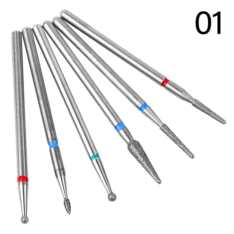 1 6 шт Алмазные биты для маникюрной дрели, набор, Электрический Фрезер для ногтей, сверлильный станок Биты Маникюр; педикюр; полировка фрезы гель для снятия инструменты - Цвет: 1