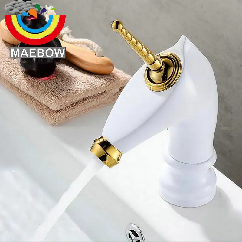 8 Colors Unicorn Artistic Faucet Solid Brass Cold&ampHot Water Mixer Tap Countertop Bathroom Sink Horse | Обустройство дома