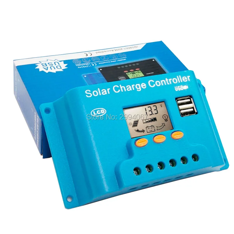 DC 12V 30A 20A 10A PWM Solar Charge Controller PV Regulators for