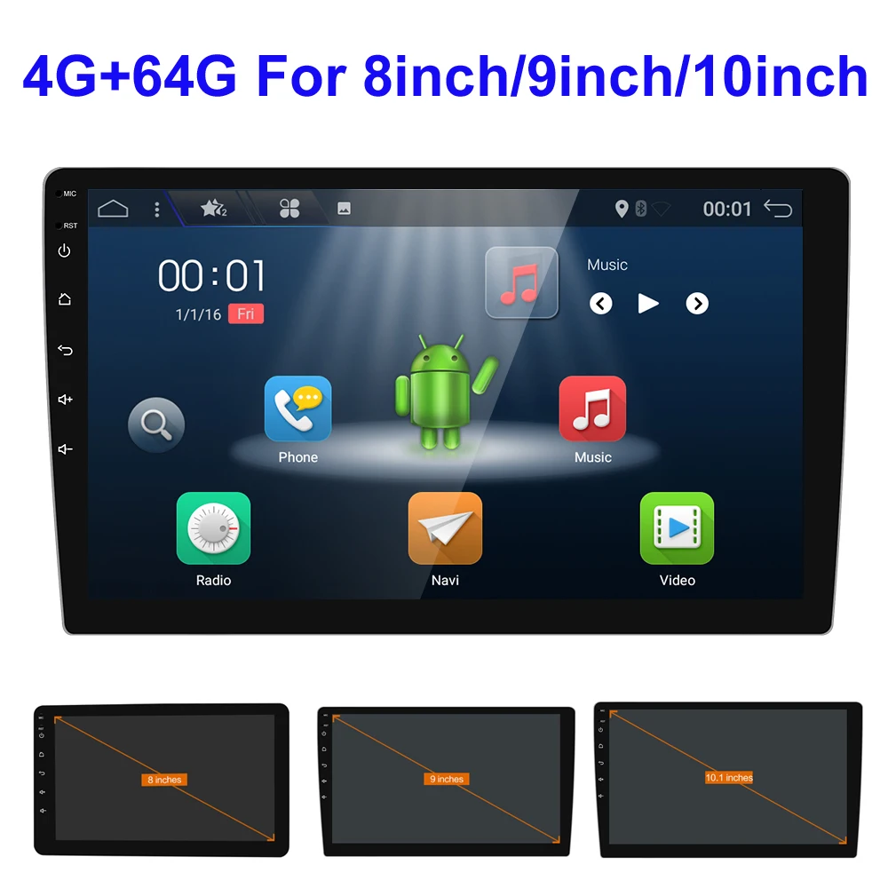 

HDMI Octa 8 cores 1 Din Car Multimedia Player GPS Android 9.0 Automotivo For Universal Radio RAM 4GB ROM 64GB