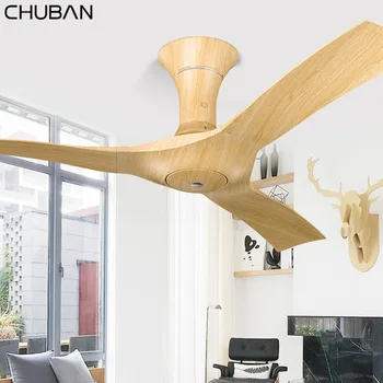 

LED Ceiling Fans Lamp for Living Room 110V 220V Wooden Ceiling Fan with Lights 52 Inch Blades Cooling Remote Dimming Ceiling Fan