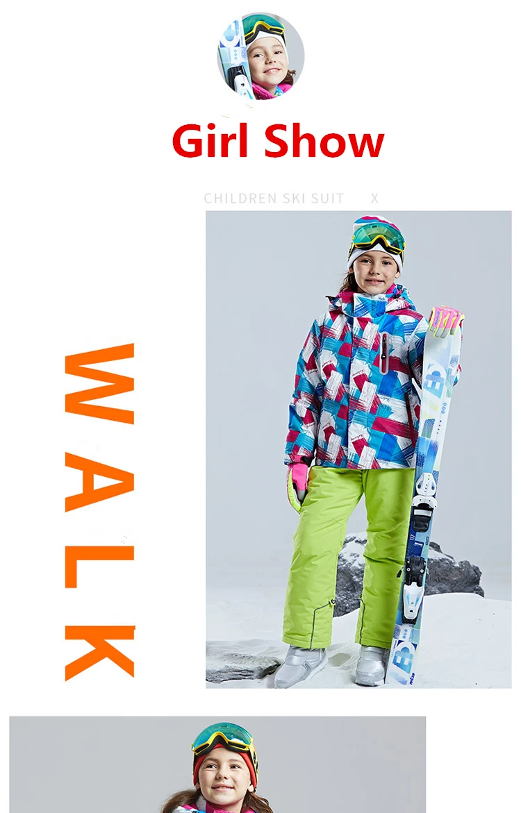 Winter Waterproof Childrens Ski Suits Girl Winter Ski Set Waterproof