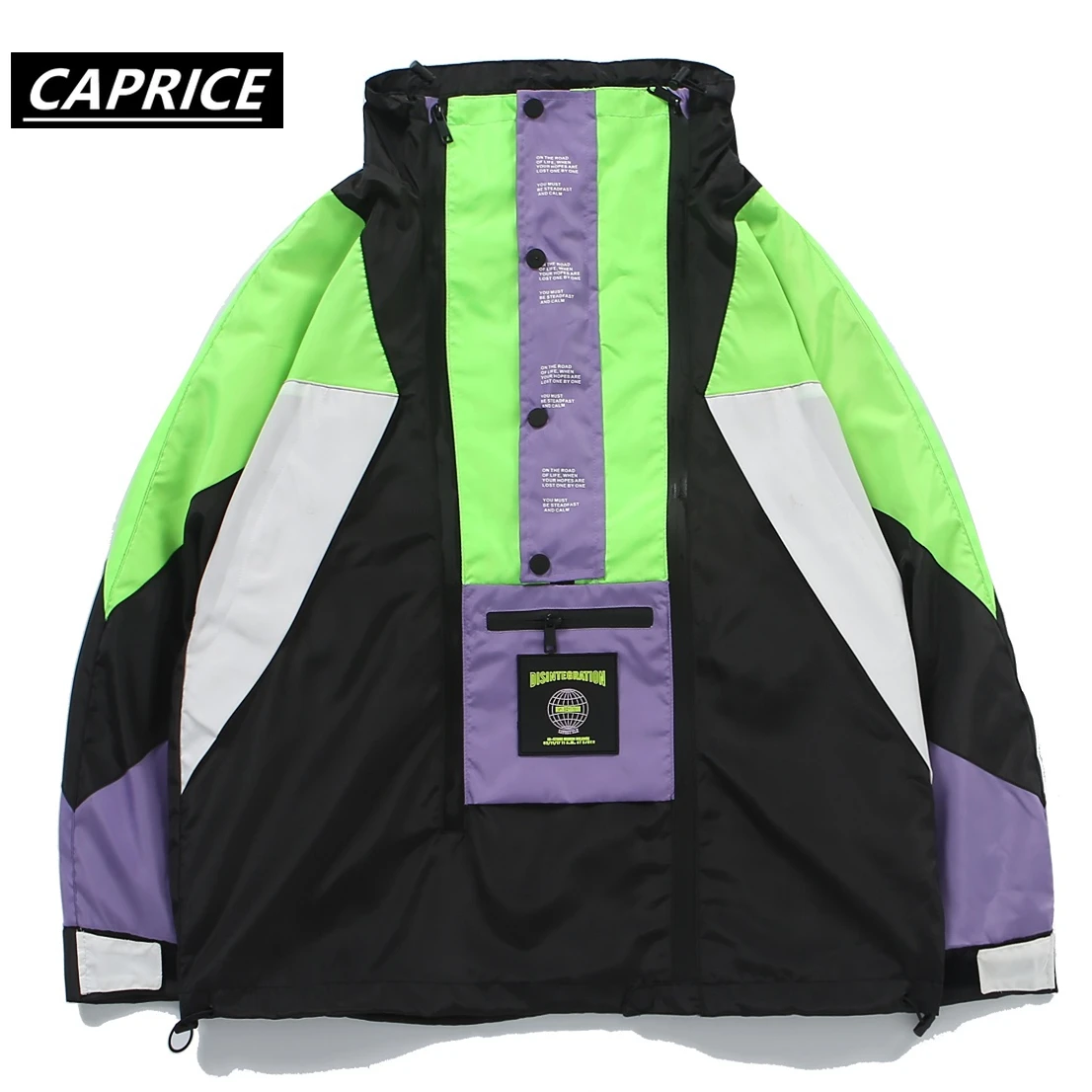 

streetwear Back Pockets Half Zipper Pullover Windbreaker Track Jackets Men 2019 Autumn Hip Hop Harajuku Coats Streetwear Male
