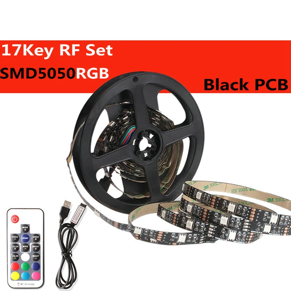17key Set Лента светодиодная SMD 5050 RGB Светодиодная лента USB ТВ фоновое освещение 0,5 м/1 м/2 м/3 м/4 м/5 м Диодная лента 5 в Светодиодная лента для украшения гостиной - Испускаемый цвет: 17key Set