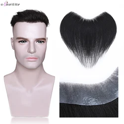 S-noilite Men Hairline V Loop Men Hair Piece Natural Hair Human Hair Front Male Replacement System Hairpiece Invisible Extension
